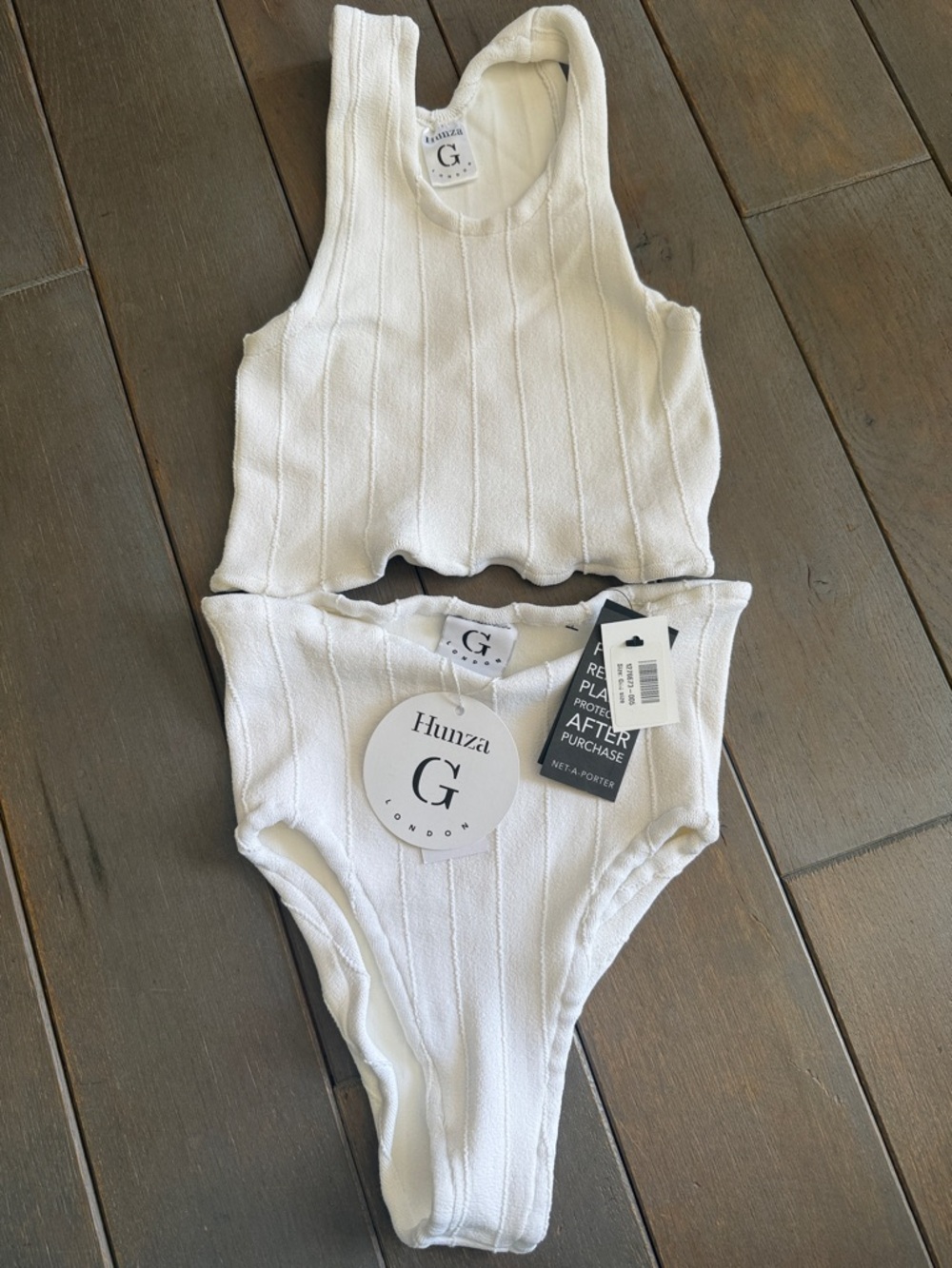 HUNZA G Nile Iris ribbed bikini white